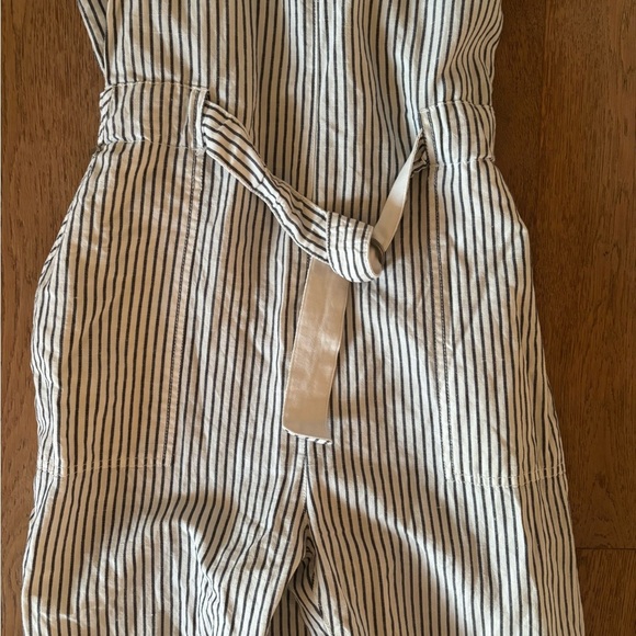 Rag & Bone Ellen Stripe Linen Cotton Blend Belted Jumpsuit XS size 2/4 - Picture 9 of 10